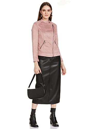 Image of Max Polyester Women Solid Full Sleeves Biker Standard Length Jacket