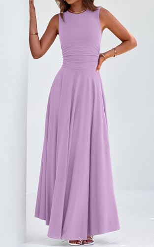 Image of PRETTYGARDEN Womens Summer Dresses 2026 Casual Sleeveless Crewneck Aline Maxi Dress Stretch Tank Flowy Long Dresses