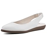 CLIFFS BY WHITE MOUNTAIN Women's Memory Slingback Flat, White/Smooth, 9 M