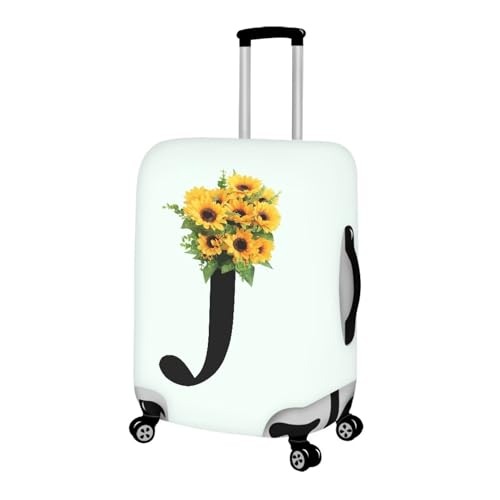 TODIYADDU Sunflower Letter J Thick Elastic Luggage Protective Cover Fashion Trolley Case for Suitcase Cover Baggage Travel Bag Cases Fits for Student Boy Girl Teens Adult, L2