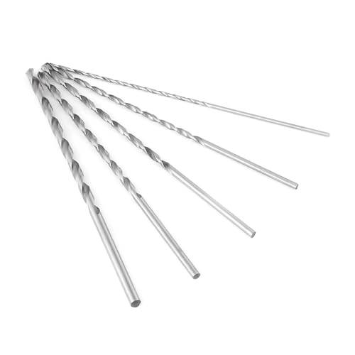 Juego de Brocas Helicoidales, 5 Piezas de 150-160 Mm, Herramienta de Broca en Espiral de Vástago Recto de Acero de Alta Velocidad Extra Larga y Resistente, Diámetro de 2-5 Mm