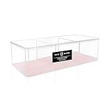 Isaac Jacobs Clear Acrylic 3 Section Organizer- Three Compartment Drawer Tray and Storage Solution for Office, Bathroom, Kitchen, Supplies, and More (Pink)