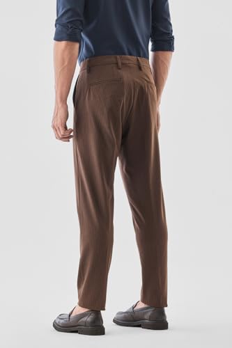 Image of SNITCH Men Formal Trousers | Tailored Pleated Design with Regular Fit & Smooth Texture | Premium Polyester Blend for Office, Meetings & Special Occasions