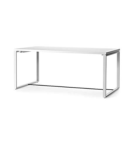 Image of Steel Metal Meeting Table /Study Desk Table Rectangular for WFH (Black Top + Blue Steel Base Large 6 ft x 3 ft Top Size)