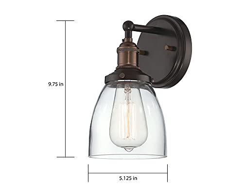 Image of Nuvo Lighting 60 /5514 Vintage Incandescent One Light Wall Sconce Cone Clear Glass Rustic Bronze