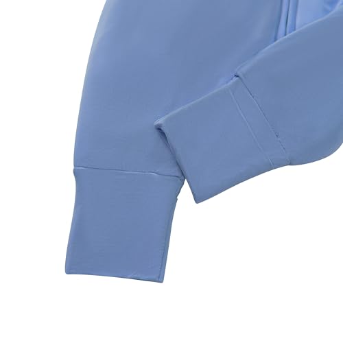 Image of Baby /Toddler Sleep Sack with Legs, Rayon from Bamboo 95% + 5% Spandex, 1.0 TOG, 2‑Way Zipper Sleeping Bag, Walker‑Friendly 18-36M Blue