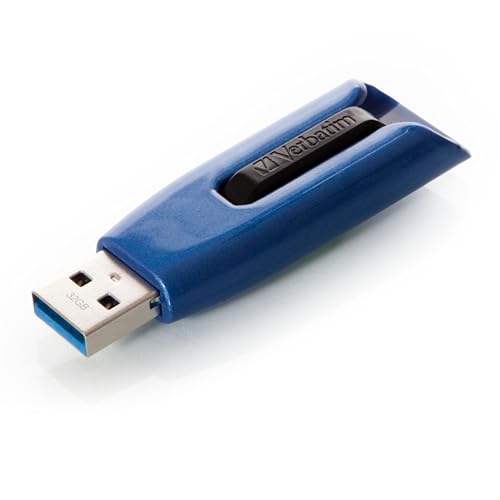 Verbatim Store 'n' Go V3 Max pamięć USB 32 GB - USB 3.0, prędkość transferu do 300 Mbit/s, mechanizm przesuwny, niebieski
