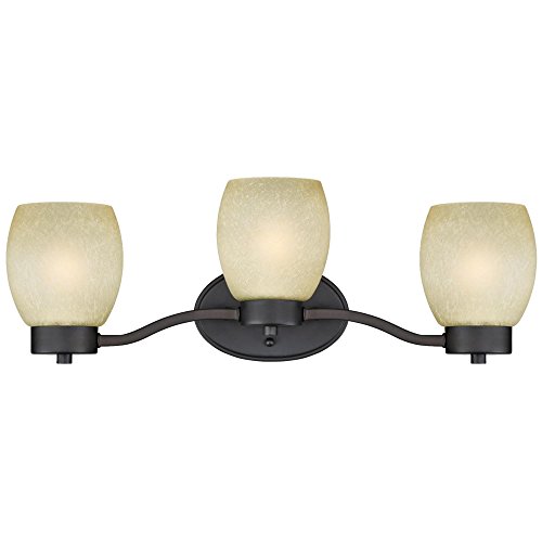 Westinghouse 6341500 Karah Three-Light Indoor Wall Fixture, Oil Rubbed Bronze Finish with Aged Amber Scavo Glass