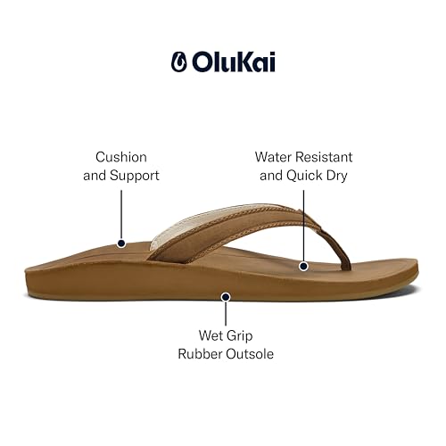 OLUKAI Southshore Women's Everyday Leather Sandals, Full-Grain Leather, Non-Marking Rubber Traction Pads & Compression Molded Footbed4