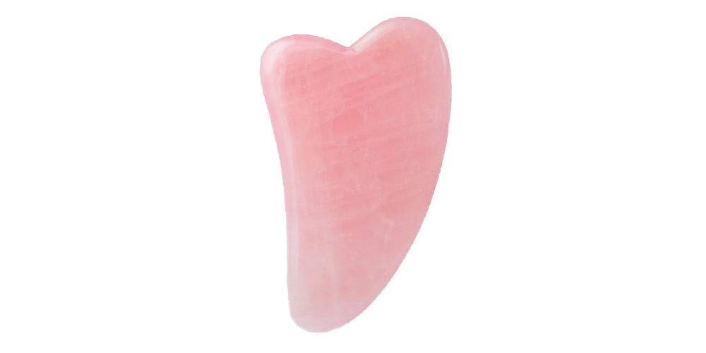 Rodillo de masaje y placa de guasha cuarzo rosa