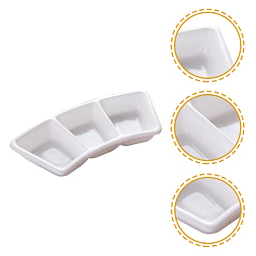 generic 5Pcs Tigelas de Mergulho Cerâmica 3 Molho de Molho de Compartimento de Molho de Molho Pequen