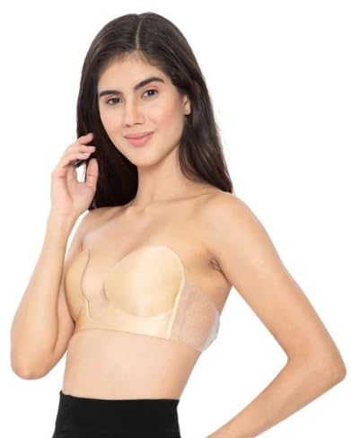Strapless Push-Up Adhesive Silicone Bra for Women | Invisible Sticky Padded Lift Bra for Backless, Halter & Deep Neck Outfits | Reusable & Comfortable Fit