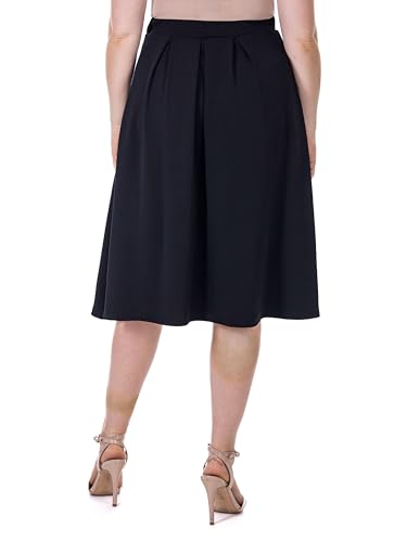 24seven Comfort Apparel Classic Knee Length Black Skirt with Pockets3