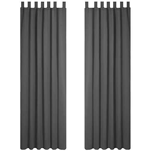 Deconovo Solid Tab Top Thermal Insulated Curtains 55 x 114 Inch Dark Grey 2 Panels, W 55" x L 114" (2 Panels)