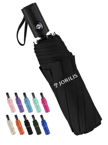 Jorilis Compact Umbrella for Travel - Automatic Umbrellas for Rain & Sun Protection, Small Portable UV Umbrella for Car, Backpack, Walking, Folding Wi