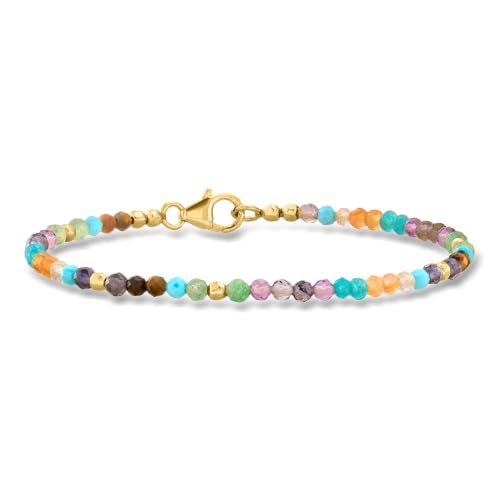 Ross-Simons Multi-Gemstone Bead Bracelet in 18kt Gold Over Sterling. 7 inches