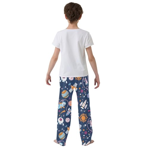 ZZXXB Astronaut Planet Boys Long Pants Soft Trousers Elastic Waist Kids Lounge Bottoms with Pockets S-XL3