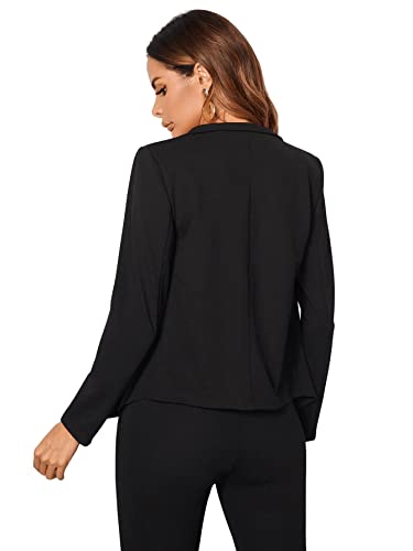 Milumia Women's Elegant Open Front Notched Neck Blazer Work Outerwear Jacket Black Small #TOP1