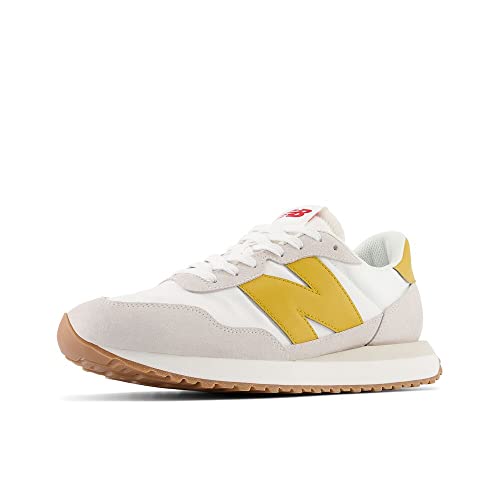 New Balance Men's 237 V1 Sneaker, White/Gold Fusion, 8.5