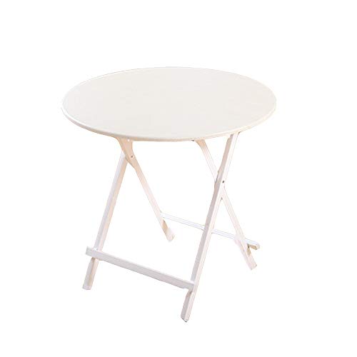 Mesa redonda plegable de jardín, pequeña mesa de madera para exteriores, para patio, terraza y balcón, color blanco (70 x 74 cm), mueble compacto, elegante y duradero para uso en jardín