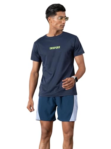 Image of FitMonkey Sports Crew Neck Stretchable Dry Fit T Shirt | Regular Fit Textured T Shirt for Men |Sport T Shirt for Men | Quick Dry Technology with Moisture Control |Breathable & Lightweight