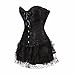 Jutrisujo corsets for women dress top skirt set bustier lingerie plus size vintage burlesque renissance costume black L