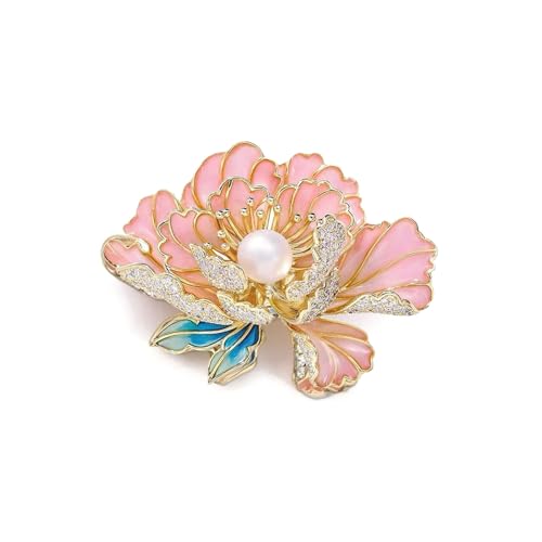 Image of Elegant Flower Brooch Pin for Women, Stylish Vinage Crystal Pearl Rhinestones Brooches Pins Dainty Lapel Pins for Dress Accessories Jewelry