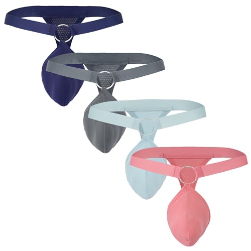 FEOYA Men’s G String Thong Underwear Low Rise Stretch Jock Strap Bulge Pouch T-Back