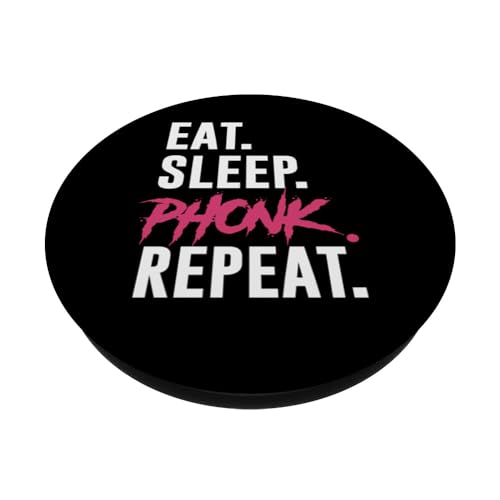 Eat Sleep Phonk Repeat, Funny Vintage Phonk Music PopSockets Swappable PopGrip, Black - Image 2