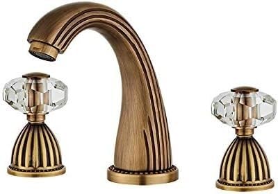 Robinet de lavabo vintage bronze double poignée mitigeur eau chaude froide