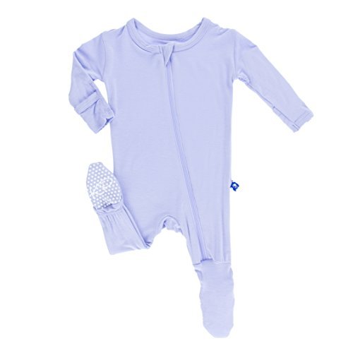 Image of KicKee Pants Print Footie with Zipper, Fitting Long Sleeve Pajama Baby Bodysuit, Ultra Soft Everyday One Piece Loungewear
