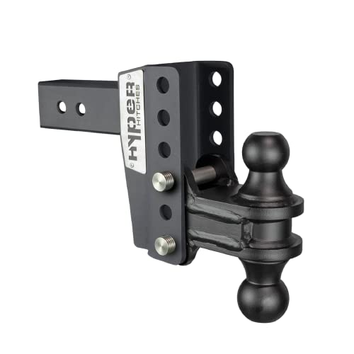 Hyper Hitches M255 Adjustable Trailer Hitch, Fits 2-Inch Receiver, 5-Inch Adjustable Drop/Rise, Includes 2-Inch And 2 5/16-Inch Dual-Ball Hitch, Up To 25,000 Gtw, Made In The Usa, Black #TOP4
