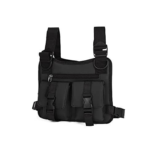 Chest Pack Bag for Men Waterproof Running Ridding Lightweight Vest Packs Utility Pack Knapsack for Outdoors (Black)