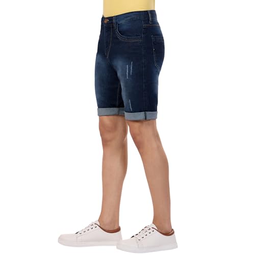 Image of BEEVEE Mens Denim Lycra RAW Fixed Waist 3 /4th Short.