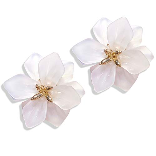 DAMLENG Brincos de flor grande de acrílico boêmio da moda, brincos pendentes de flor fosca com botão de flor dourada para mulheres, meninas, mães, amantes e amigas, Plástico, n/p