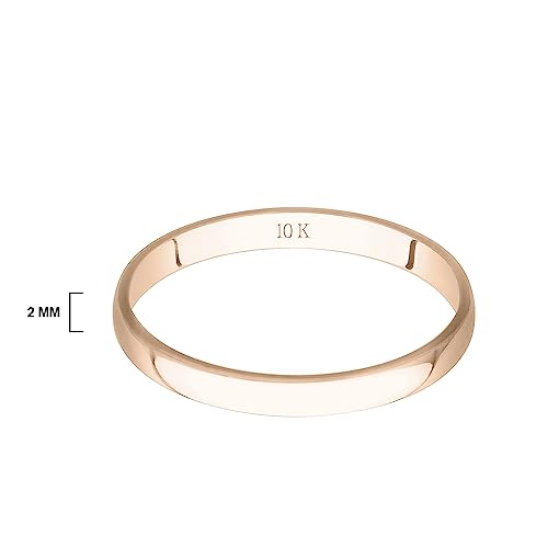 Brilliant Expressions Women's 10K Rose Gold 2Mm Petite Classic Plain Wedding Band, Size 9 #TOP1