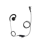 Renastar Two Way Radio Headset Ptt Mic Earpiece C Swivel Over The Ear Piece for Baofeng for Kenwood for Retevis 2 Pin Walkie Talkie (Black,Wired)