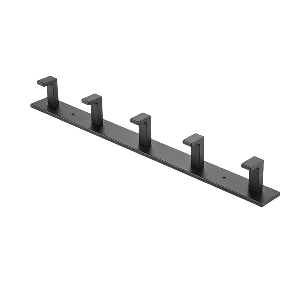 Gancho de fila de oro negro para baño, gancho para sala de montaje, gancho individual para puerta, gancho de pared trasera, material de aluminio espacial, 4 ganchos B, 1