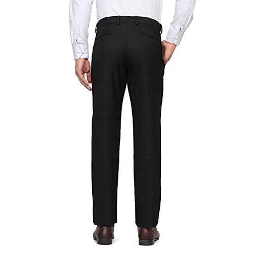 Image of blackberrys Checks Polyester Viscose Slim Fit Men's Work Wear Trousers