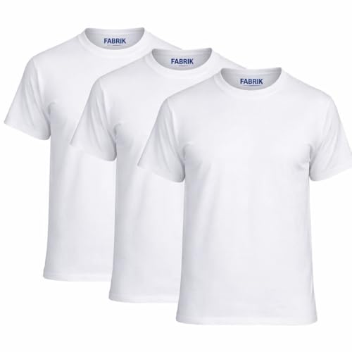 T-shirts unis à col rond homme Fabrik blanc grande taille coupe confortable 2XL-8XL