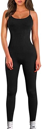 Nova In Sky Womens Jumpsuits Rompers Playsuit Sleeveless Spaghetti Strap Bodycon Tank One Piece Bodysuit Black XL
