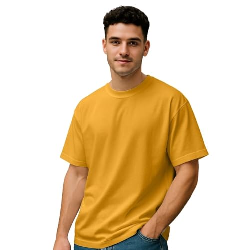 Image of Nobero 100% Cotton Oversized T Shirts for Men Stylish | Oversized Fit | Solid T Shirts for Men 180 GSM Combed Cotton | Round Neck Half Sleeve