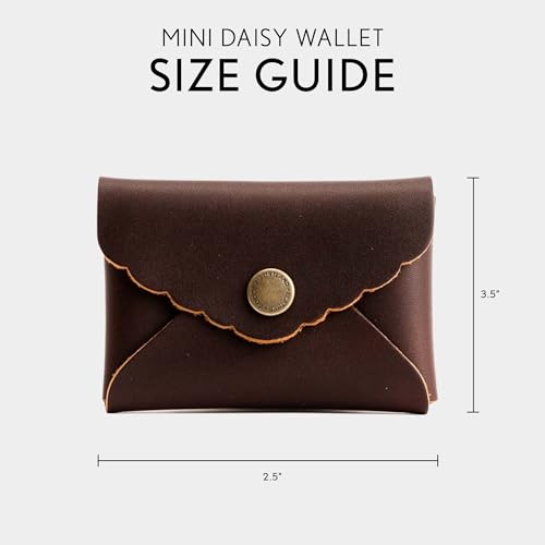 Image of Portland Leather Goods Mini Daisy Wallet for Women - Handmade from the Finest Full-Grain Hides - Features Envelope Design with Snap Closure - Grizzly