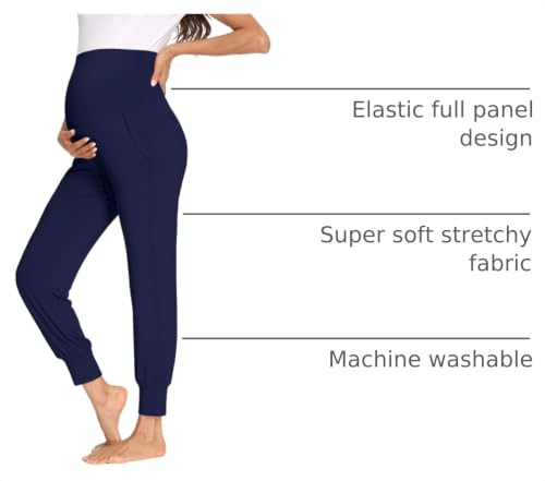 Image of fitglam Women's Maternity Pants Over Belly Lounge Pajamas Clothes Pregnancy Must Haves Joggers with Pockets