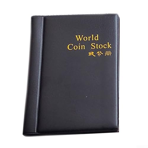 Álbum de colección de monedas con 120 bolsillos para almacenamiento de exhibición de centavos, funda portátil para coleccionar monedas de hasta 28 mm de diámetro (negro)