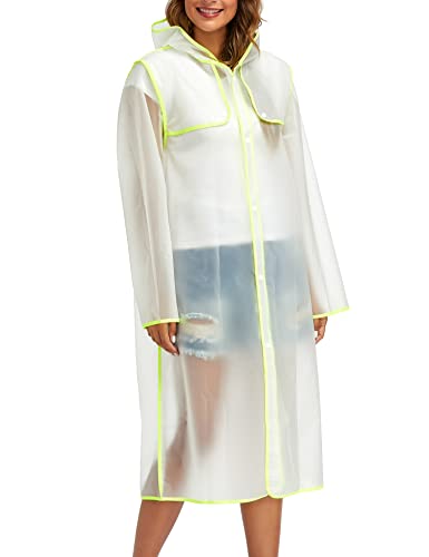 Image of Raincoats for Women Men Reusable Portable Waterproof EVA Long Rain Ponchos with Hoods