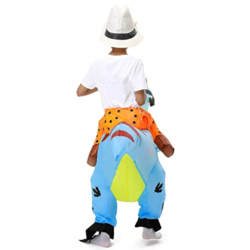 Funslane Halloween Inflatable Dinosaur Costume For Kids, Ride On Dinosaur Blow Up Costumes Halloween Party Cosplay Costumes Dress-Ups For Boys Girls,Blue #TOP3