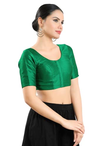 Image of Vamas Women's Silk Padded Self Design Half Sleeve Readymade Saree Blouse (X-766.N)