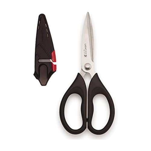 Sabatier Self-Sharpening Stainless Steel All-Purpose Shears with Edgekeeper Sleeve,Black