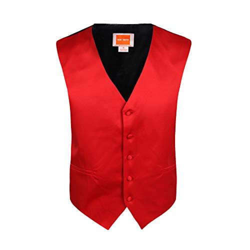 Dan Smith DGEE0020-14 Red Kids Plain Vest Microfiber Presents Idea For Birthday Baby Vest with Matching Bow Tie for Age 14